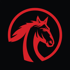 stallion red horse head logo