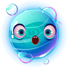 Naklejka premium Blue Planet Surprised Mascot