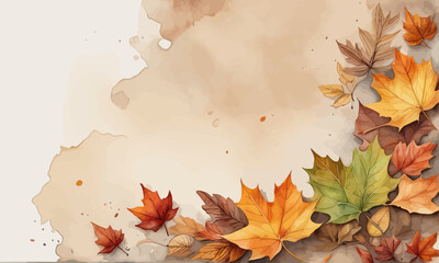 watercolor vector leaf background aesthetic autumn season