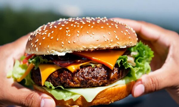 Hamburger  avec la sauce et fromage 