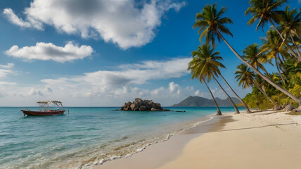 Obraz premium beach with coconut trees, ai generated