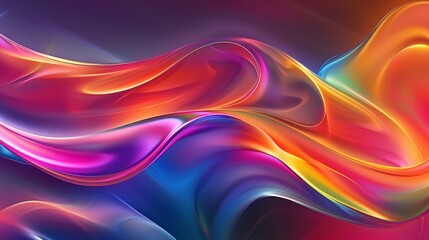 Obraz premium Abstract rainbow-colored wavy shape with a fluid, dynamic form.