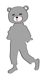 illustration of bearhead standing 9 _ colored