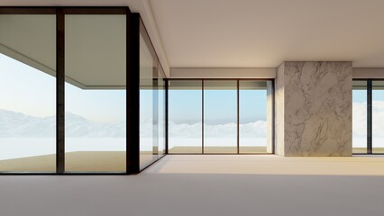 Obraz premium Architecture background empty interior of modern building 3d render