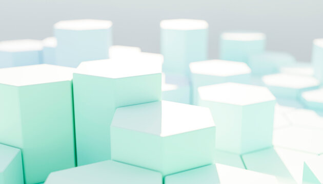 Three dimensional abstract white hexagon pattern