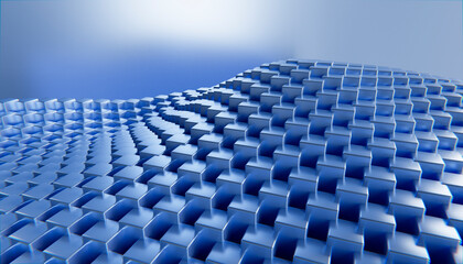 3D rendering abstract blue cube shape against blue background
