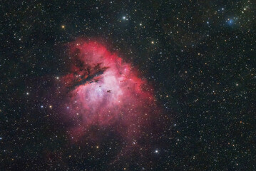 Long exposure astrophoto with telescope or Pacman Nebula