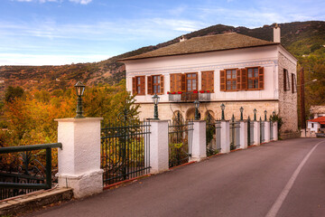Street view at Portaria village of Pilio, Greece