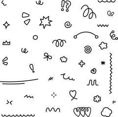 Cute Hand-Drawn Doodle Elements and Decorations Vector Set | Perfect for decorating various design projects. Enhance artwork, Invitations, Social media graphics, and more.