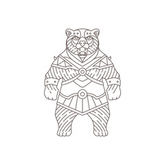 bear warrior powerful animal logo line design vector