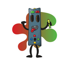 Remotes monster cartoon of televisions device