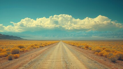 Fototapeta premium A sign on a desert road reads 