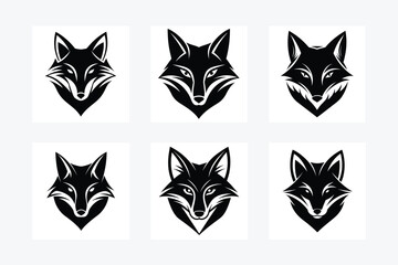 Fox head logo icon silhouette vector illustration