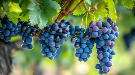 ripe grapes hanging in the vineyard promising the rich flavors of summer
