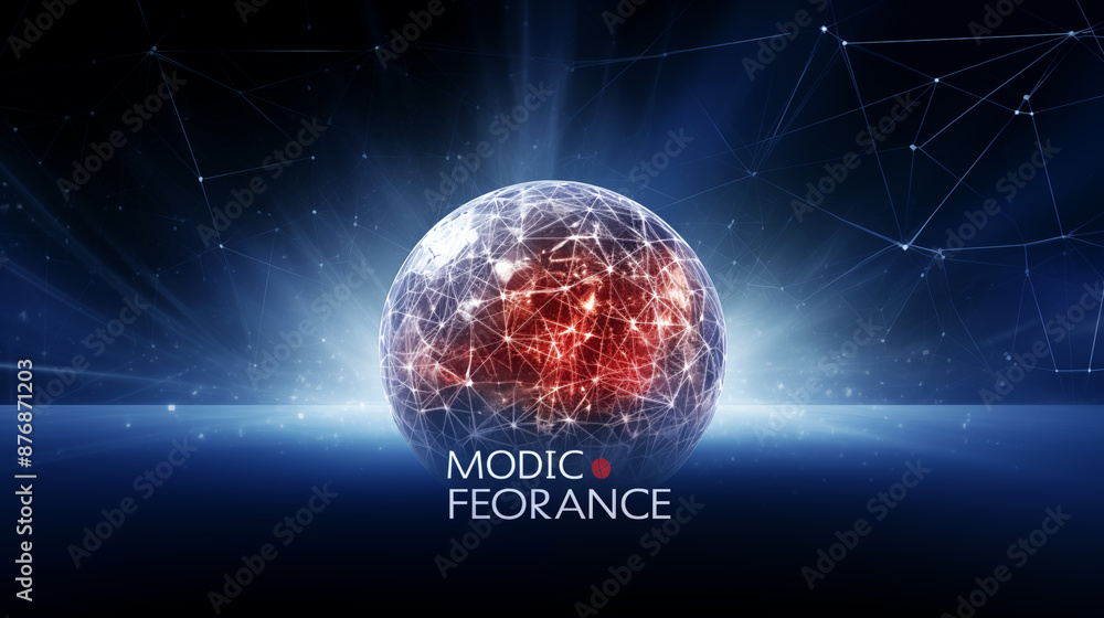 Poster futuristic technology background with globe and connection lines.