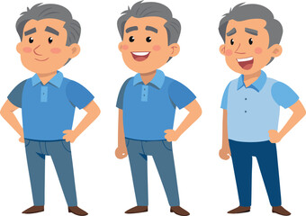 Fototapeta premium Three men in blue shirts and jeans standing together