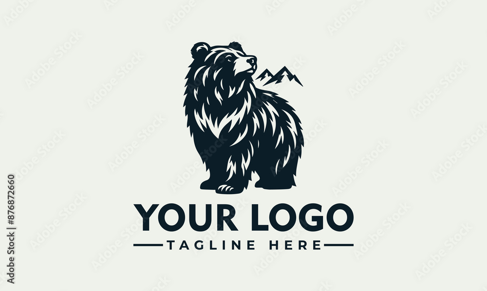 Sticker Himalayan Bear Logo Vector Logo Unleash the Symbolism of Majestic Nature, Strength, and the Himalayan Spirit Symbolize Wilderness Conservation, Mountain Heritage