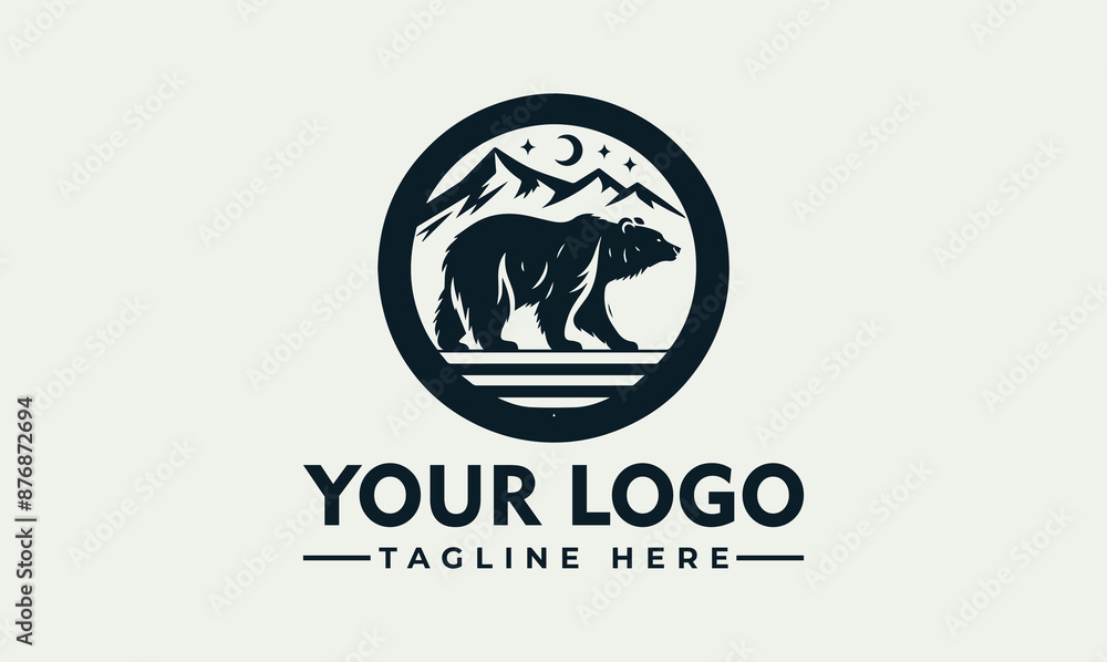 Sticker Himalayan Bear Logo Vector Logo Unleash the Symbolism of Majestic Nature, Strength, and the Himalayan Spirit Symbolize Wilderness Conservation, Mountain Heritage