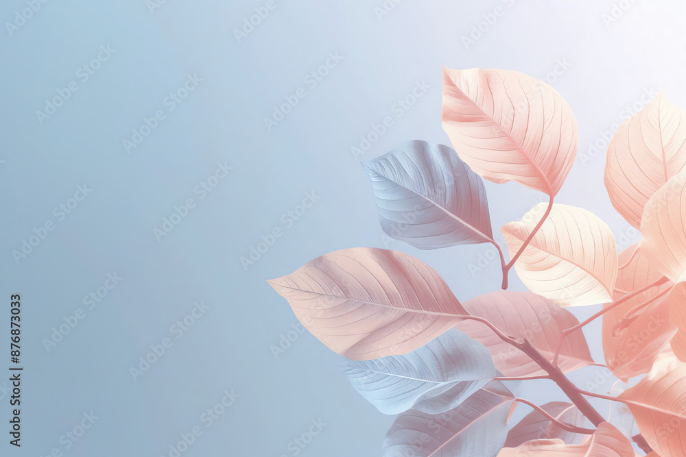 Poster leaf background with blank copyspace, empty background for text