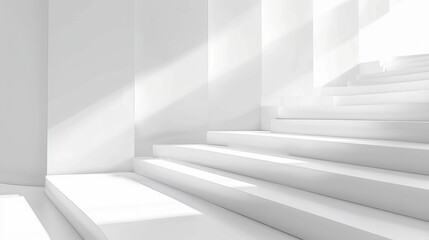 Obraz premium Geometric white background with abstract light design, creating a minimalist and clean look.