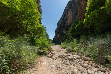 Scenic views of Gjipe Canyon near Gjipe Beach along the southern coast of Albania