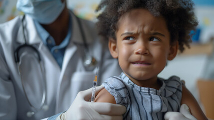 African American boy getting vaccination 