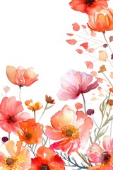 Elegant Watercolor Poppies and Wildflowers on White Background