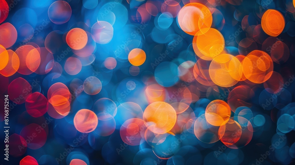 Poster a dynamic array of vibrant blue and orange bokeh lights creating a colorful and abstract background.