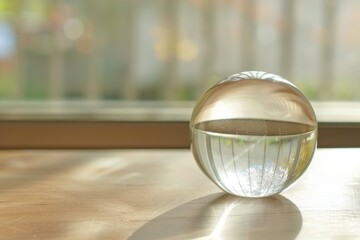 Fototapeta premium Transparent glass sphere reflecting nature