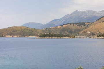 View of Porto Palermo Castle along the southern Albanian Riviera coastline near Himare on the Ionian Sea
