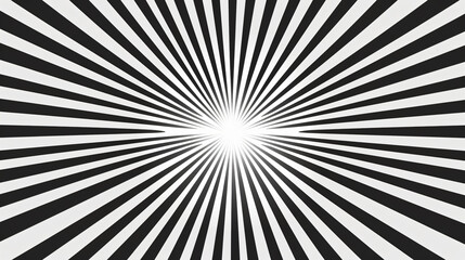 
Black and white sunburst rays pattern background illustration. Sunbeams, lines in a retro style for poster, backdrop design, banner, packaging, decoration, print on fabric or paper. 