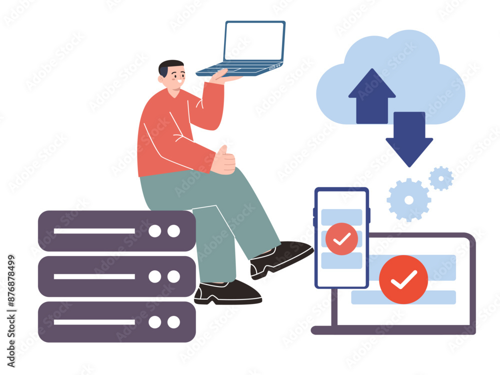 Poster SaaS software as a service engineer sysadmin sync data to the cloud application server