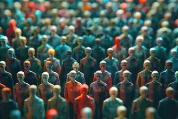 Fototapeta premium A group of people wearing colorful masks and costumes, ready for celebration or performance