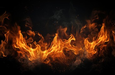 Fototapeta premium Raging fire with flames and sparks