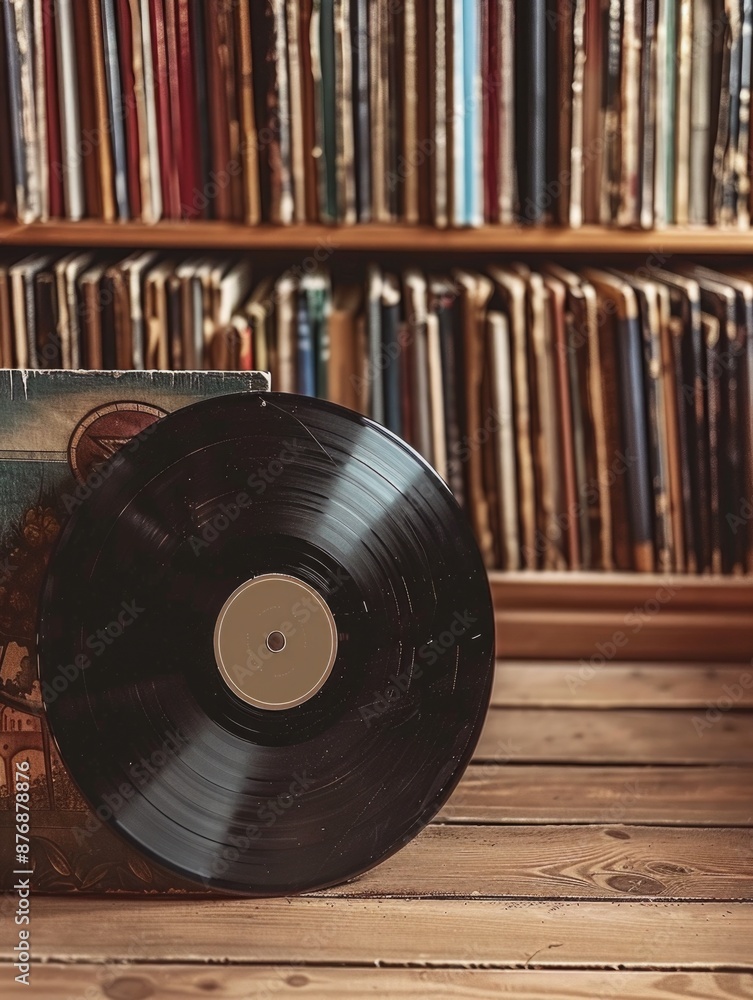 Poster a person sits at a wooden table with a record or book open in front of them