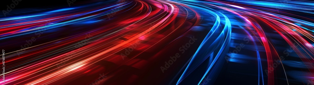 Poster on a black background, there is an abstract background with a long explosion tale light.