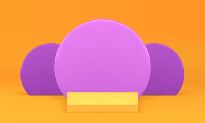 Trendy bright geometric 3d podium pedestal for product show realistic vector illustration