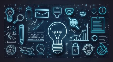 Businessman, human resources, tools, idea, office management - thin line icon set. Outline icons collection. Simple vector illustration 