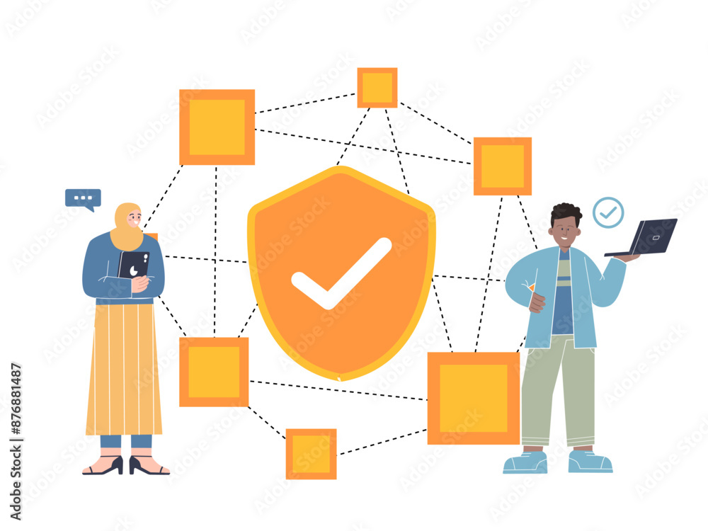 Aufkleber dapps decentralized applications software with block chain technology connected spread