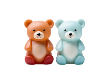 Two Adorable Teddy Bears Sitting Side by Side Against a White Background. on a White or Clear Surface PNG Transparent Background.