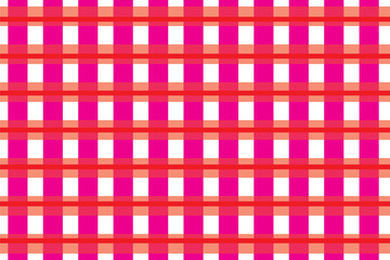 Red and white checkered tablecloth. Top view table cloth texture background. Red gingham pattern fabric. Picnic blanket texture. Red table cloth for Italian food menu. Square pattern