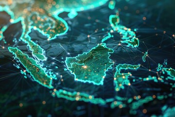 A close-up view of a map of Asia, ideal for travel or cultural projects