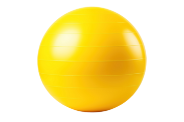 A Sunny Day for Fitness With a Vibrant Yellow Exercise Ball. on a White or Clear Surface PNG Transparent Background.