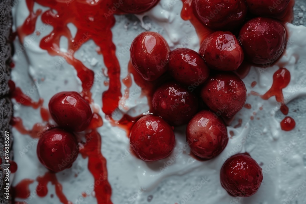 Canvas Prints Vibrant red cherries on ice