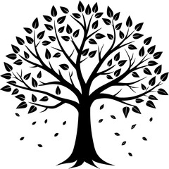 Obraz premium fall tree black silhouette art illustration