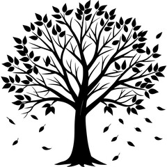 Obraz premium fall tree black silhouette art illustration