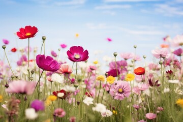 Obraz premium Landscape flower field grassland.
