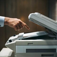Hand use copier or photocopier or photocopy machine office equipment workplace for scanner or scanning document or printer for printing paperwork hard ... See More
