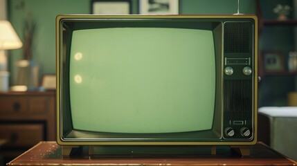 Close up of classic television screen with blank space media and entertainment theme