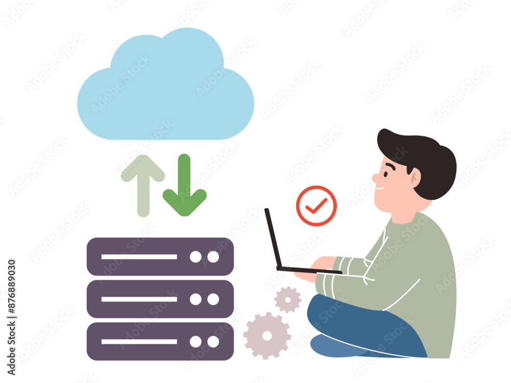 Poster Backup server to the cloud synchronization man upload download data data center